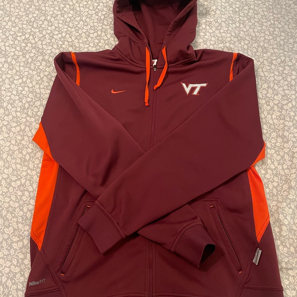 Virginia Tech Nike Fit Women’s Full Zip Hoodie Jacket Thermal Burgundy Large
